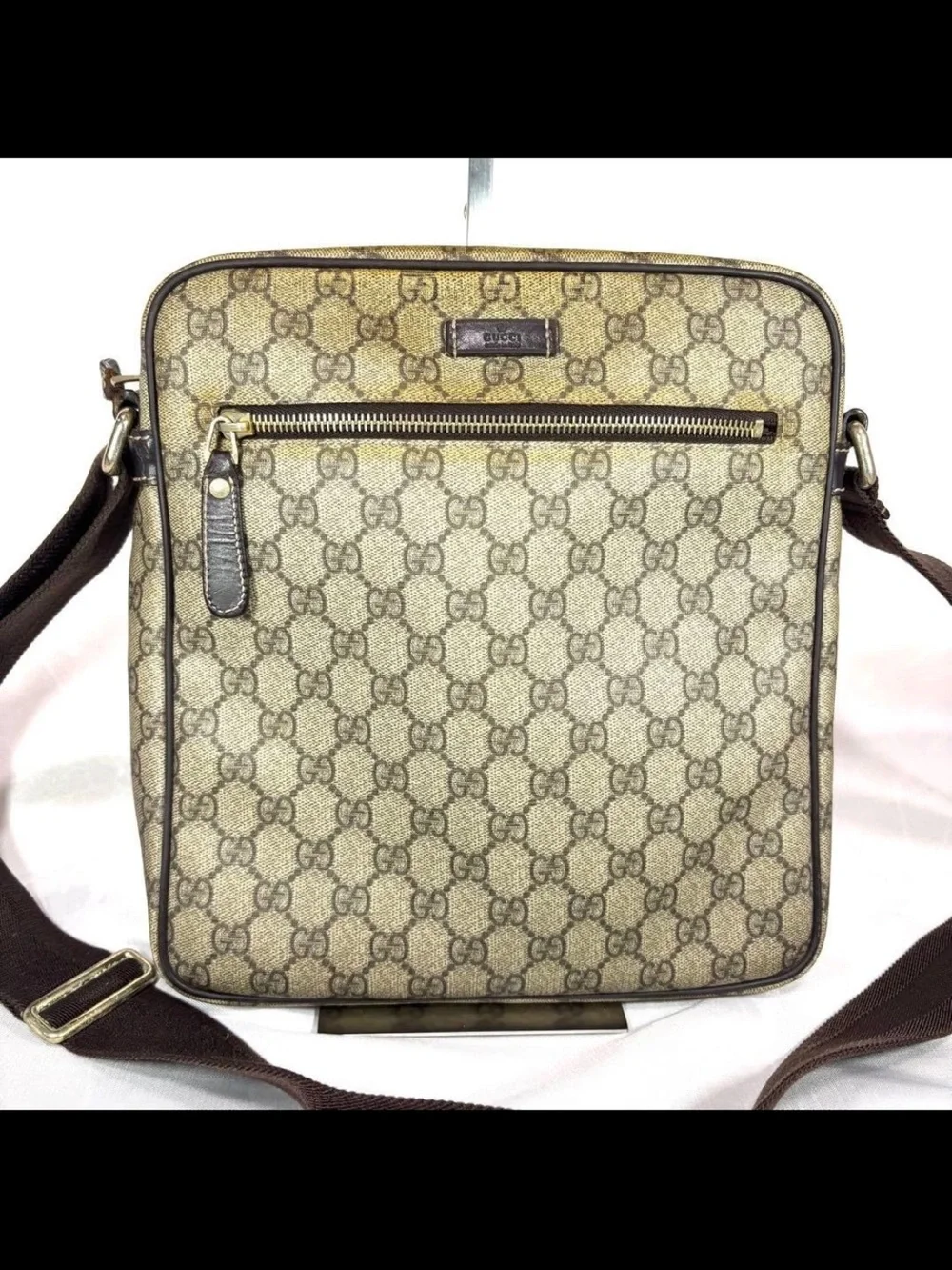 Gucci Brown/Tan Monogram Messenger Bag